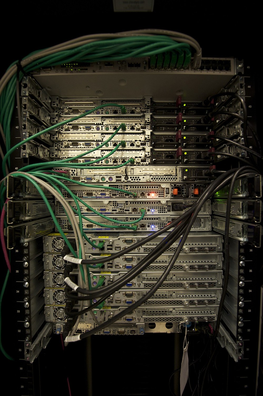 Computing servers installed in a rack
